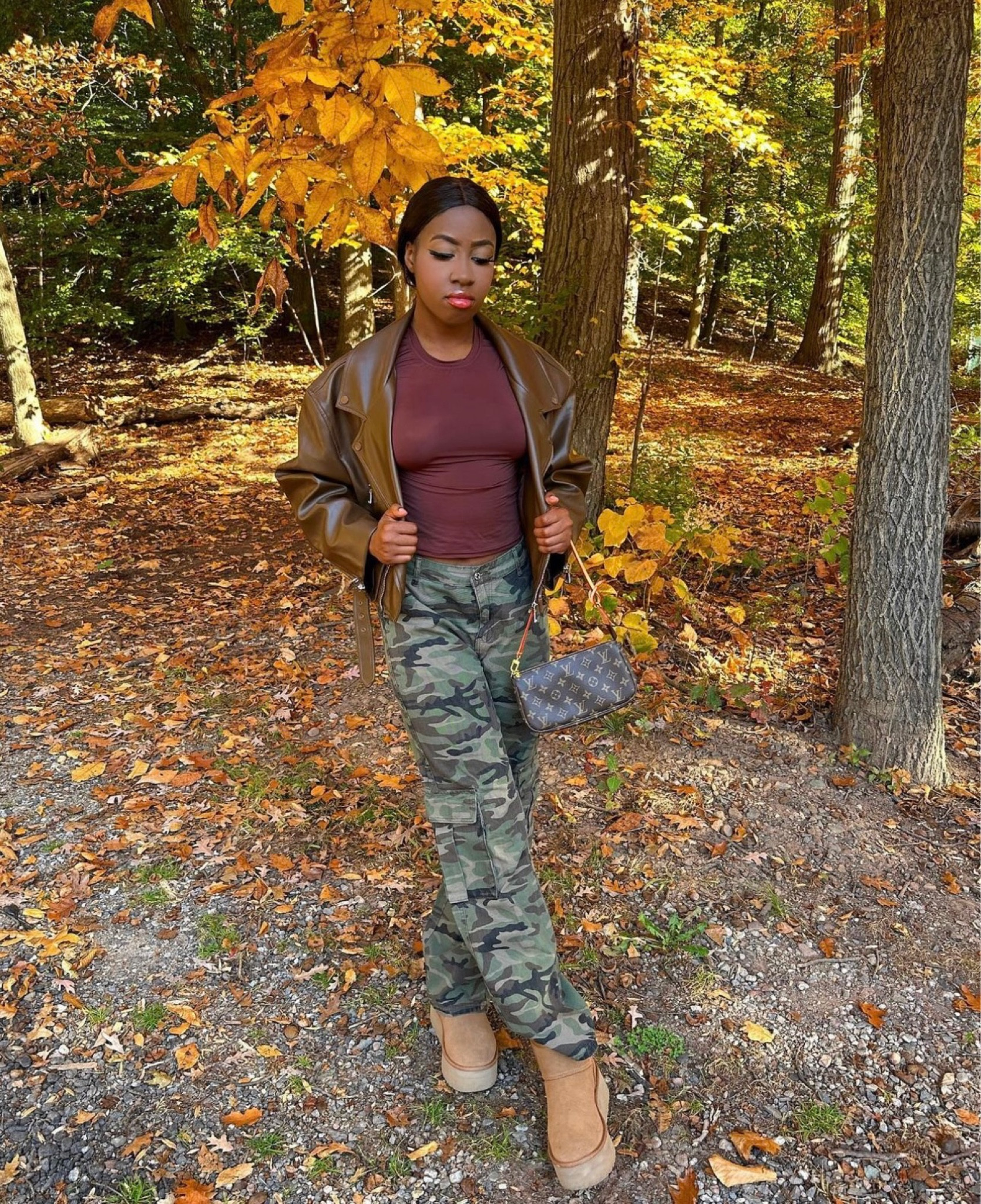 Cargo pants, skims top, leather jacket? Brown leather jacket, camo cargos, camo, LV bag, ugg, platform mini Uggs, Uggs, skims,

#LTKfindsunder100 #LTKCyberWeek #LTKCyberSaleDE