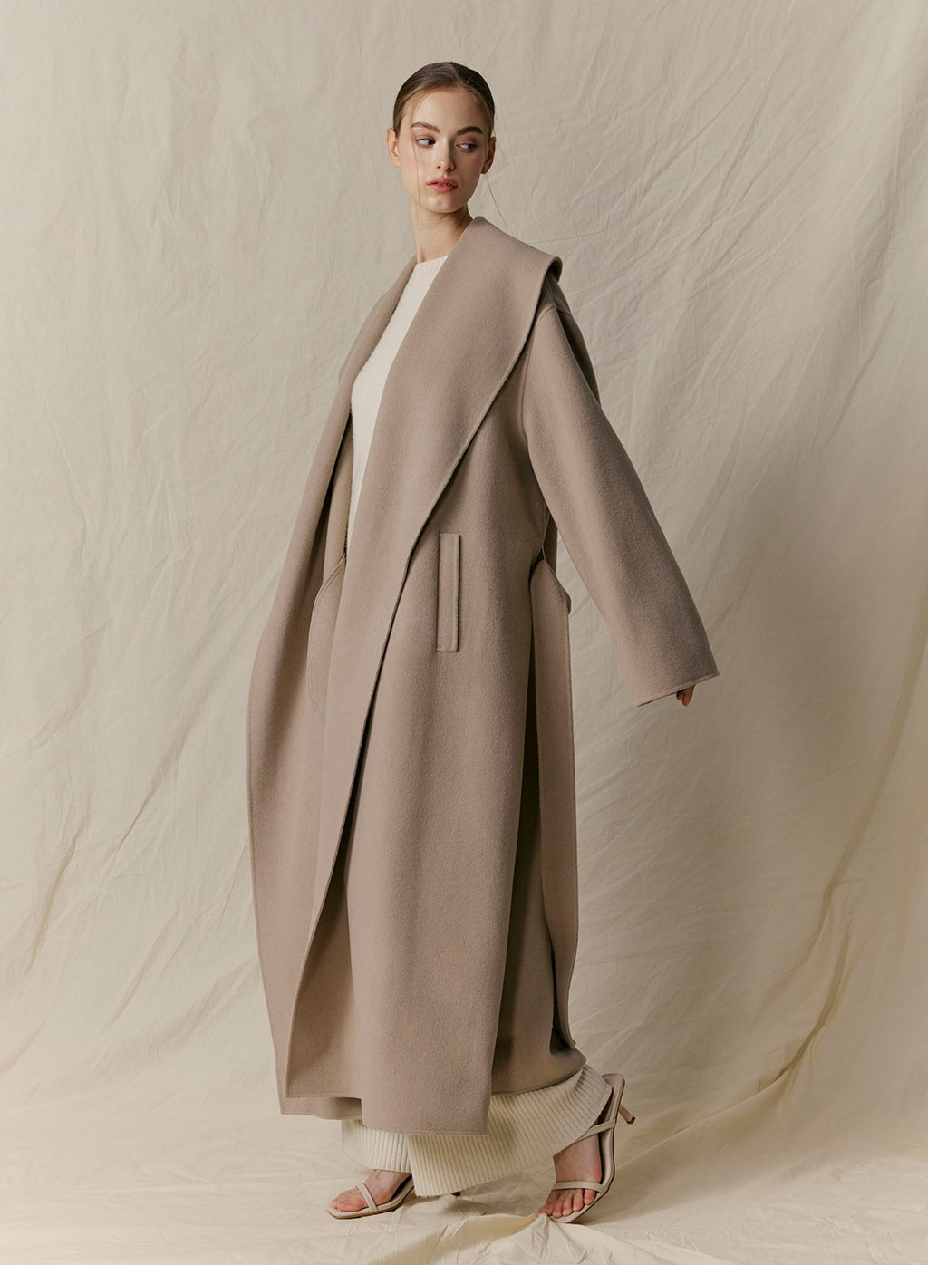 Belted Shawl Lapel Wool Coat | NAP Loungewear