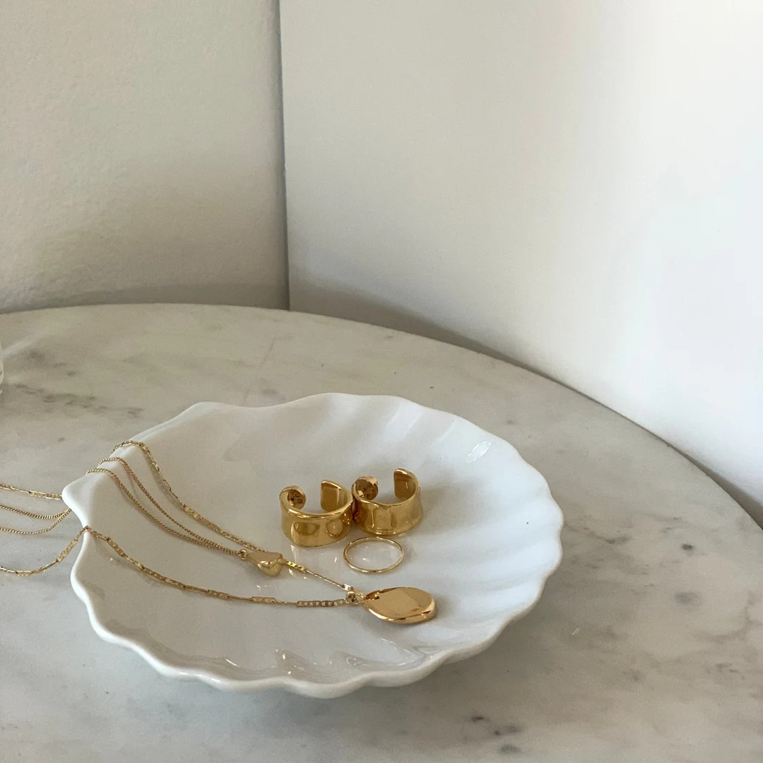 Ceramic Seashell Tray  Jewelry Dish Ring Holder Porcelain - Etsy | Etsy (US)
