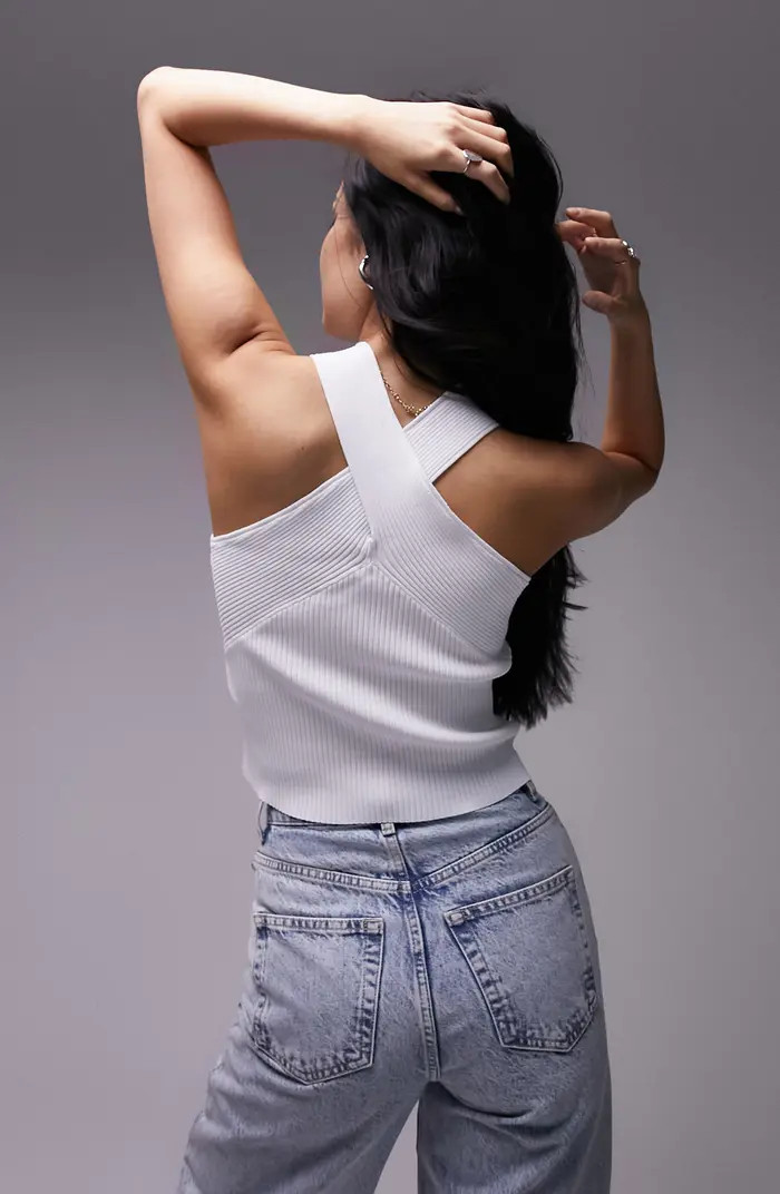 Rib Crossover Crop Halter Top | Nordstrom