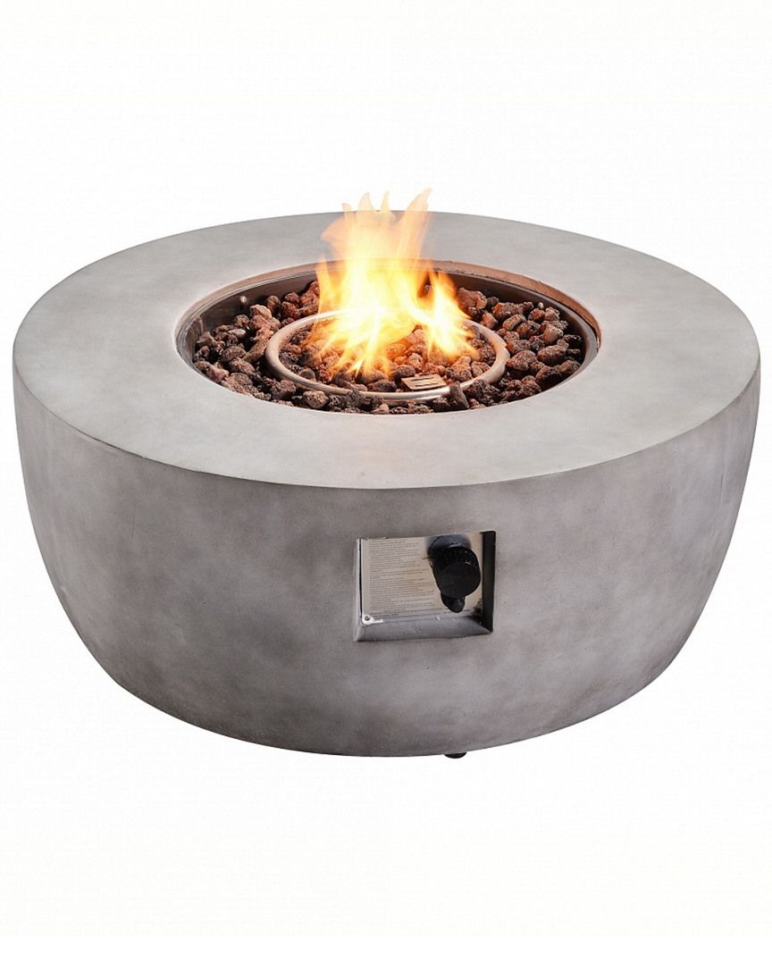 Peaktop Outdoor 36" Round Concrete Gas Fire Pit | Ruelala