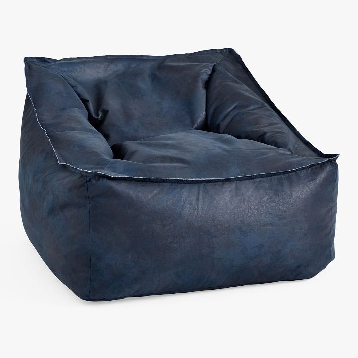 Textured Faux Suede Navy Modern Lounger | Pottery Barn Teen