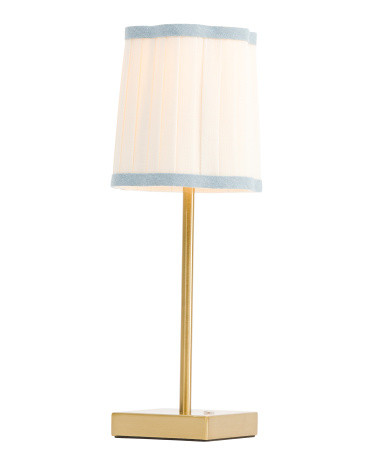 15x5.5 Fluted Lampshade With Trim Rechargeable Tabletop Lamp | TJ Maxx