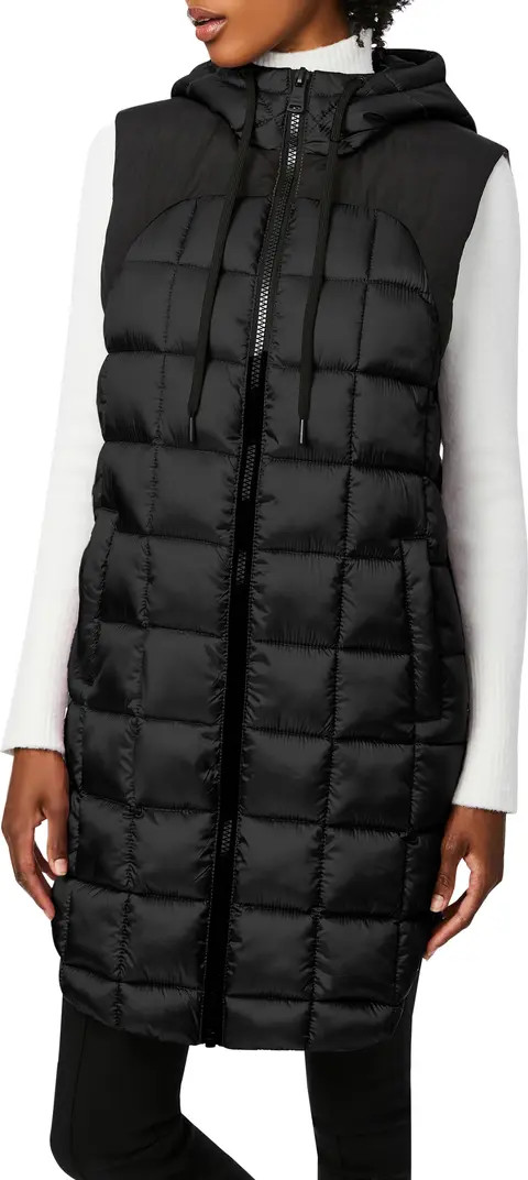 Box Quilt Long Hooded Vest | Nordstrom