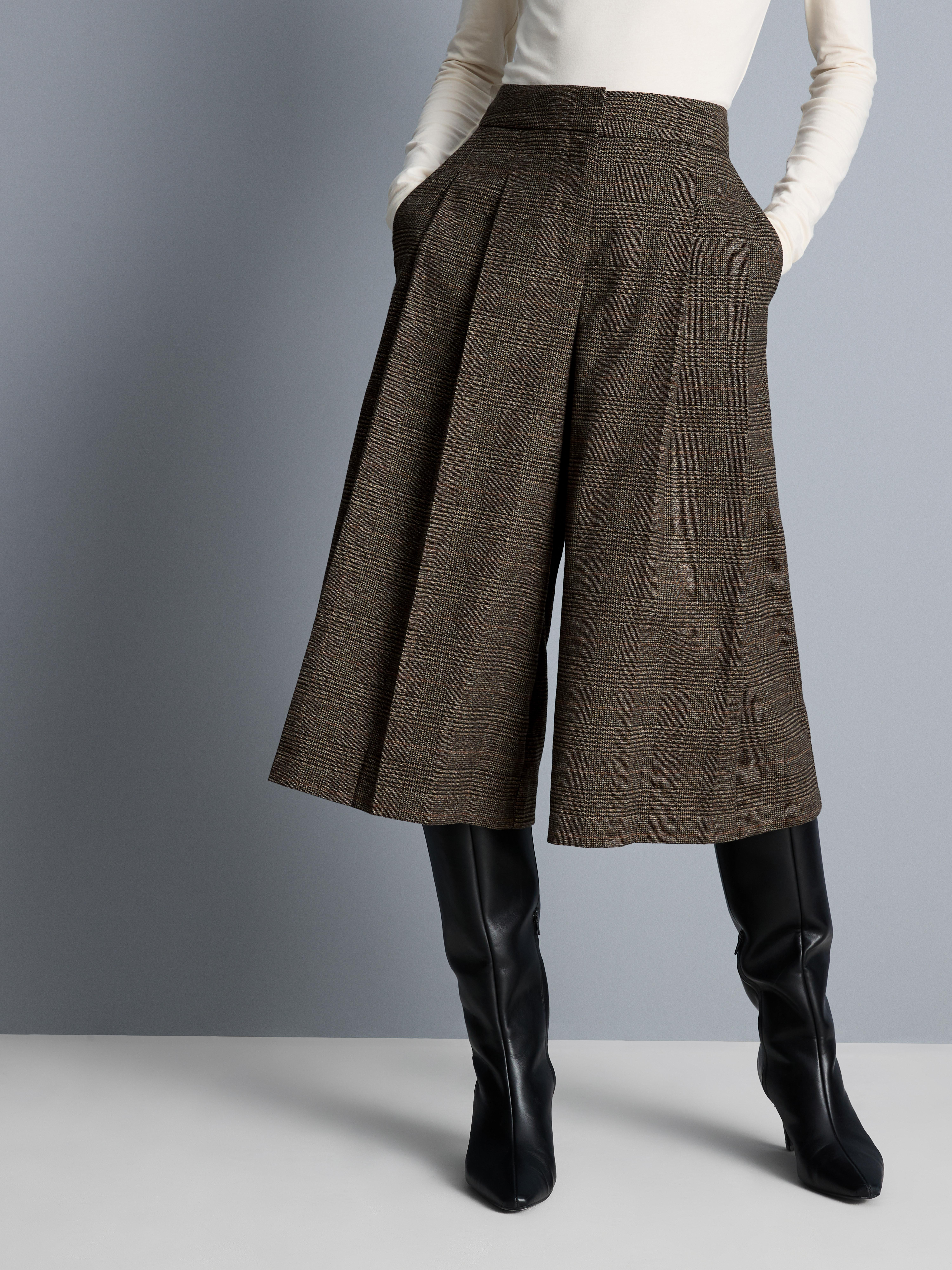 Pleated Check Culotte Trousers | Primark UK