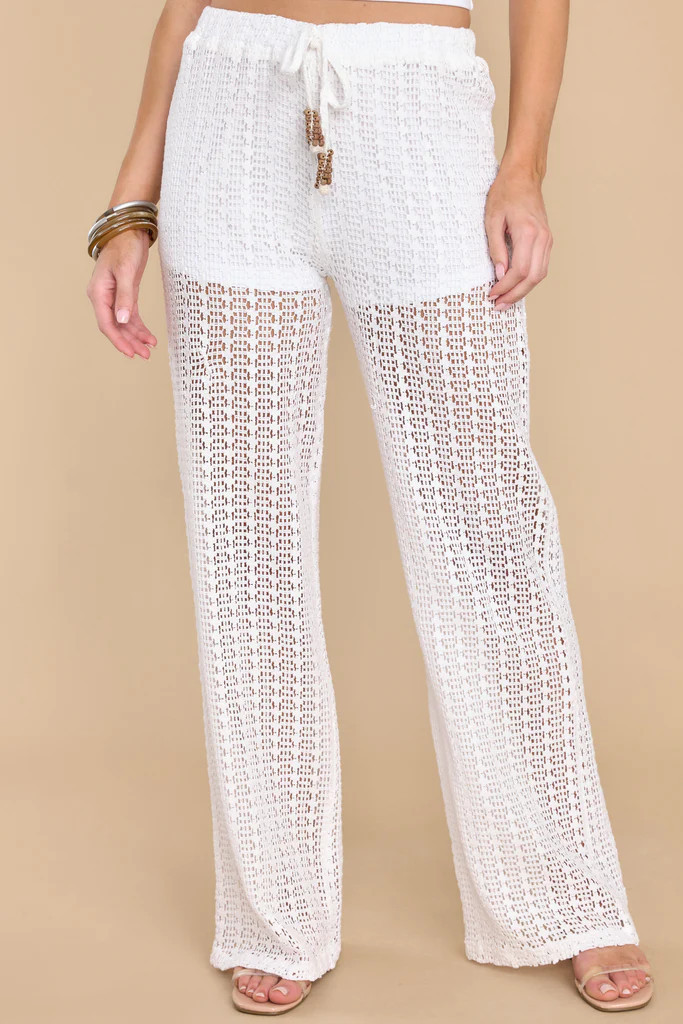Come Rain Or Shine White Crochet Pants | Red Dress 