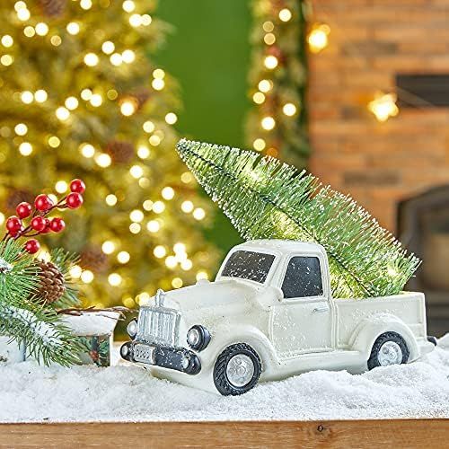 Amazon.com: glitzhome Vintage White Truck Rustic Christmas Table Decoration 11 Inch Pickup Truck ... | Amazon (US)