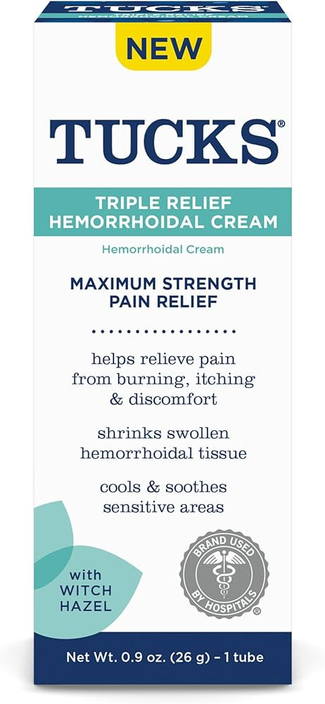 Tucks Triple Relief Hemorrhoidal Cream, Maximum Strength Pain Relief from Burning, Itching and Di... | Amazon (US)