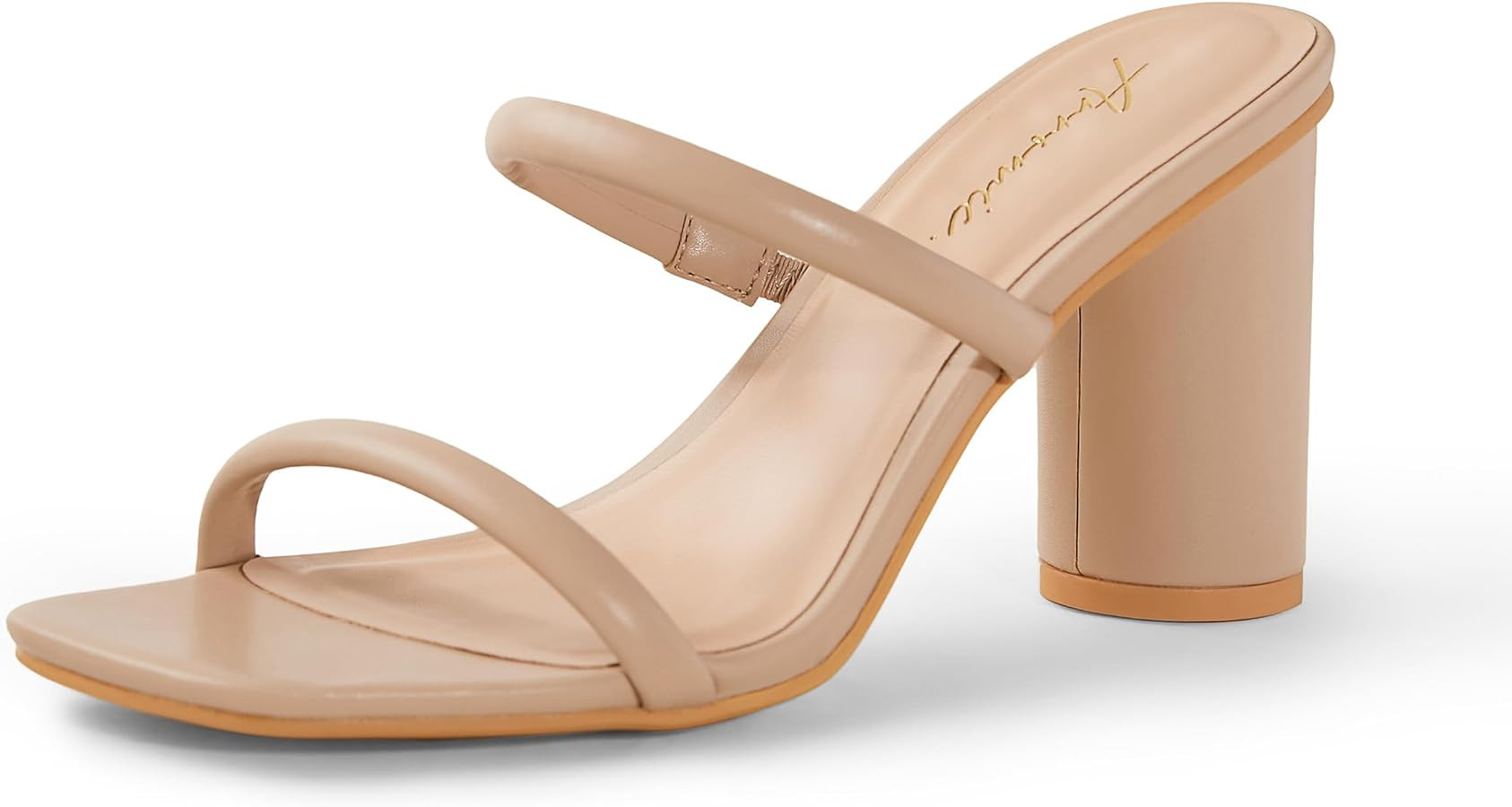 Arromic Square Open Toe Heels for Women Two Strap Heeled Chunky Sandals Strappy Round Heels Party... | Amazon (US)