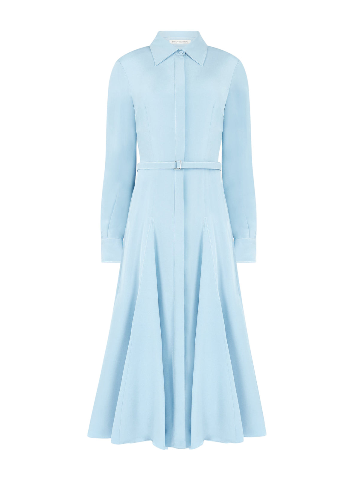 Riko Dress In Cloudy Blue Silk Crepe De Chine | Over The Moon