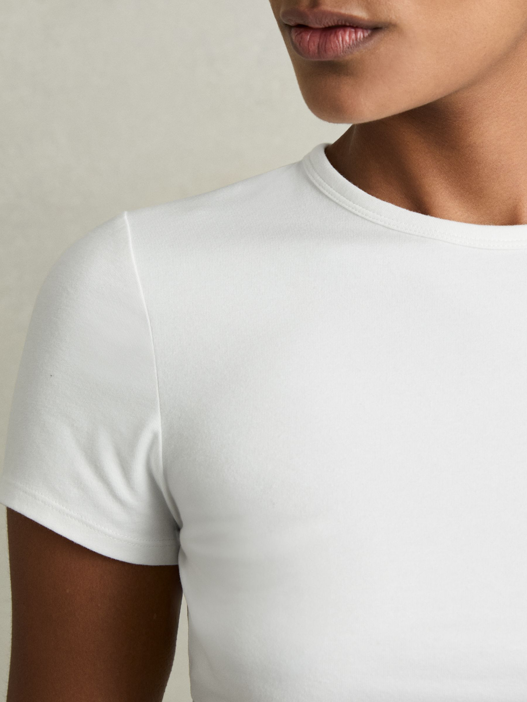 Stretch-Cotton Crew-Neck T-Shirt in White | Reiss UK