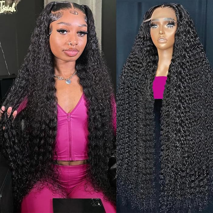 KVFCT 30 Inch Deep Wave Lace Front Wigs Human Hair 13x6 HD Transparent Deep Wave Lace Front Wigs ... | Amazon (US)