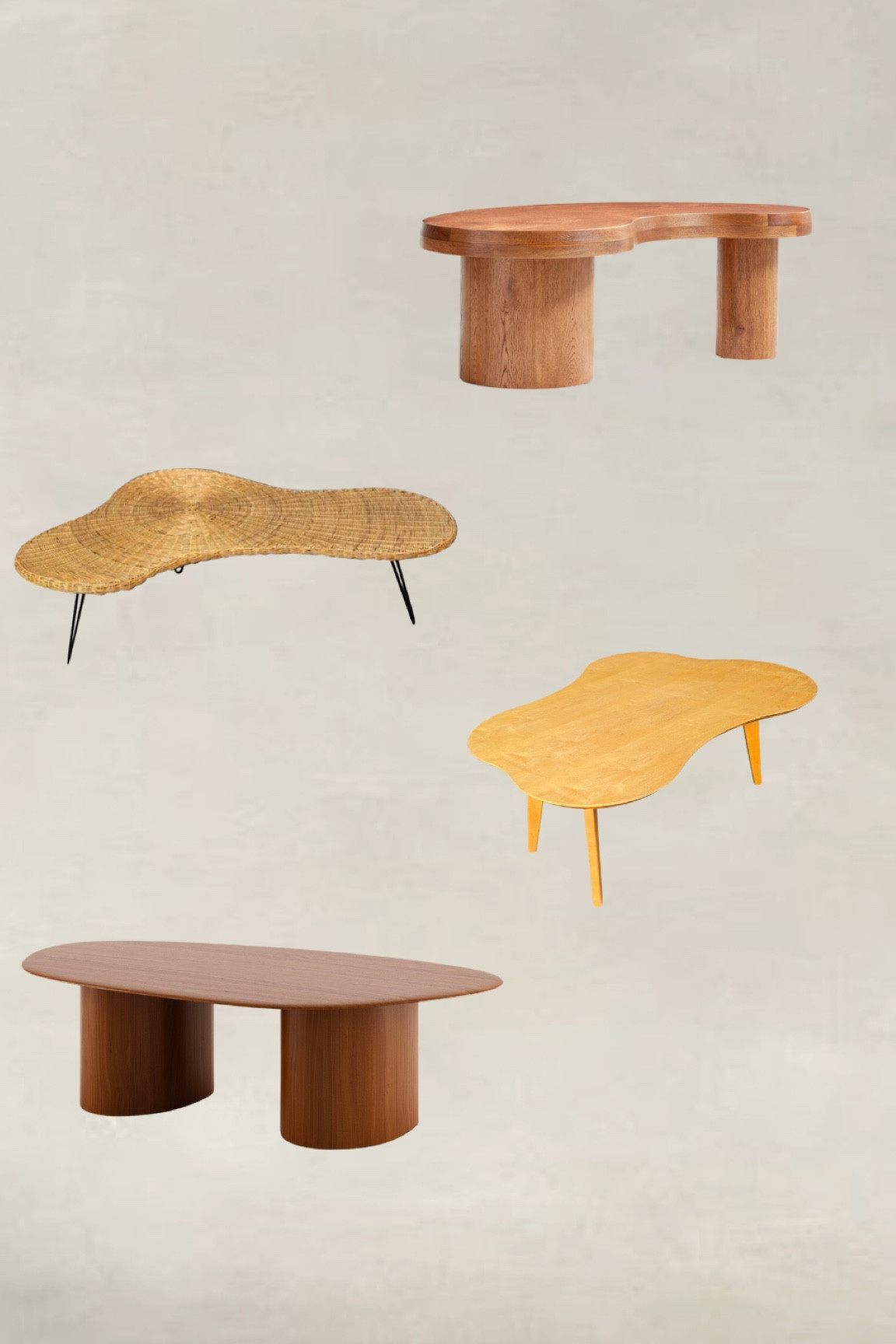 Freeform coffee tables. A mix of new and vintage ☺️