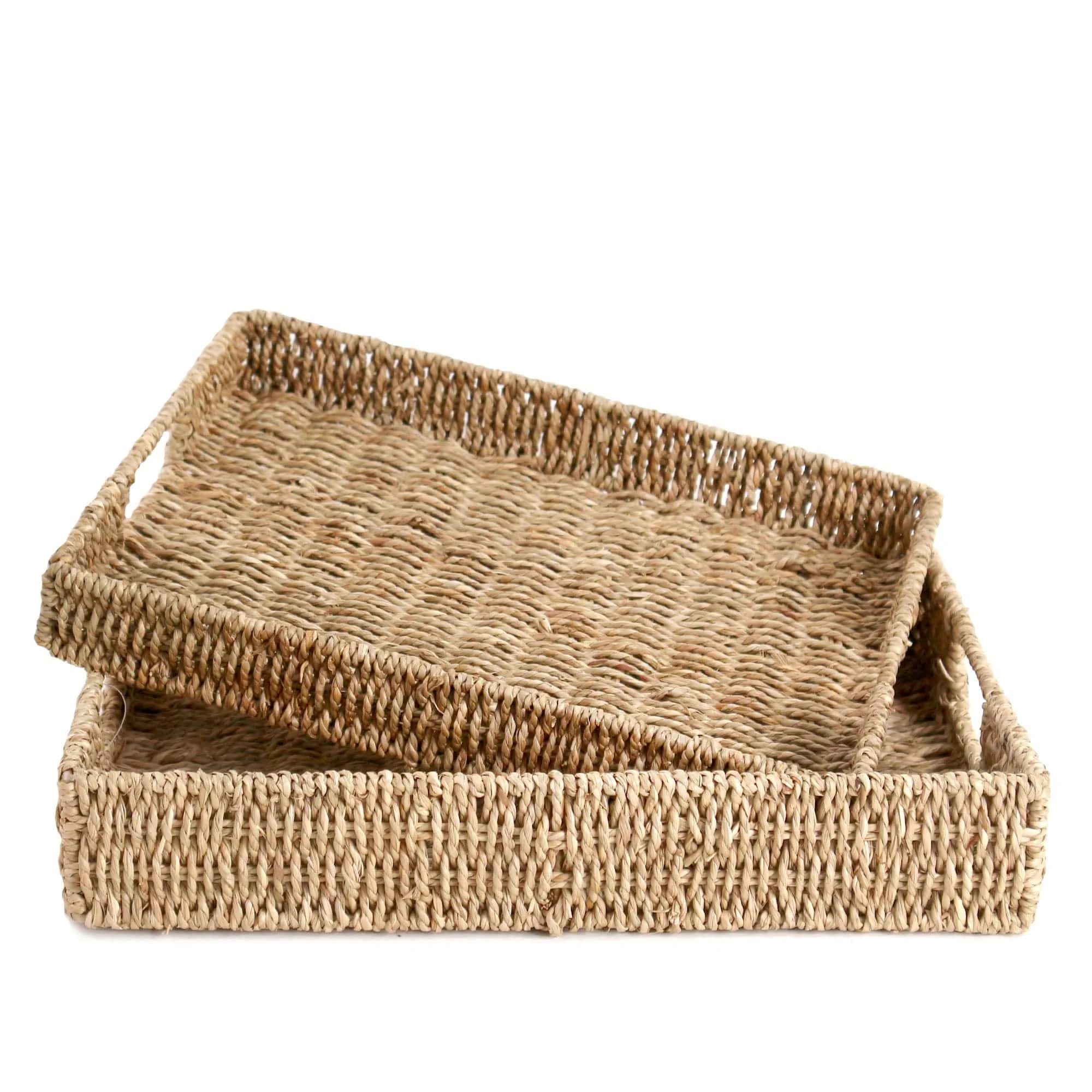 MadeTerra Set 2 Rectangular Seagrass Serving Tray with Handle for Decoration and Serving - Walmar... | Walmart (US)