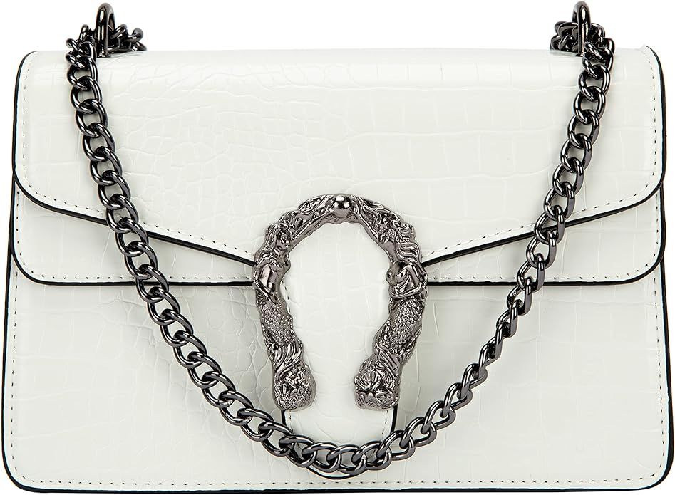 Aiqudou Crossbody Bag and Satchel Purse for Women - Fashion Snake Print Chain Purse Luxury PU Lea... | Amazon (US)