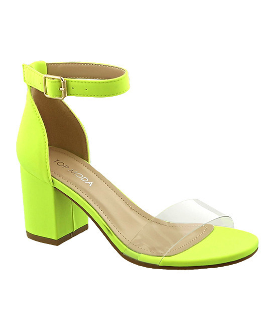 TOP MODA Women's Sandals NEON - Neon Yellow Diamond Ankle-Strap Sandal - Women | Zulily