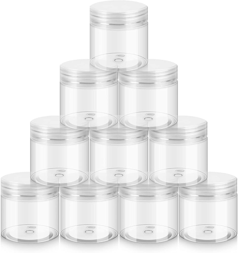Household 2oz Plastic Jars with Lids,10 Pack BPA Free, Reusable, Refillable White Cosmetic Contai... | Amazon (US)