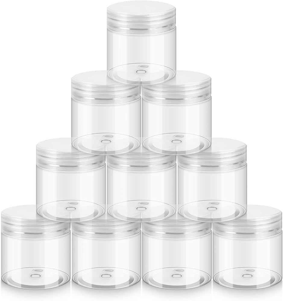 Household 2oz Plastic Jars with Lids,10 Pack BPA Free, Reusable, Refillable White Cosmetic Contai... | Amazon (US)