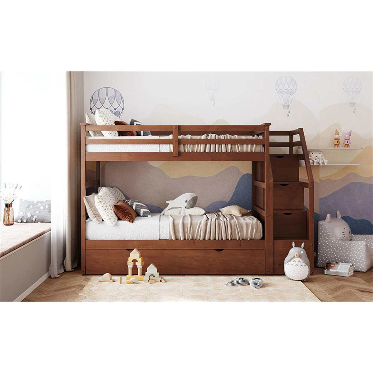 Harriet Bee Bunk Bed With  Trundle And 3 Storage Stairs | Wayfair | Wayfair North America