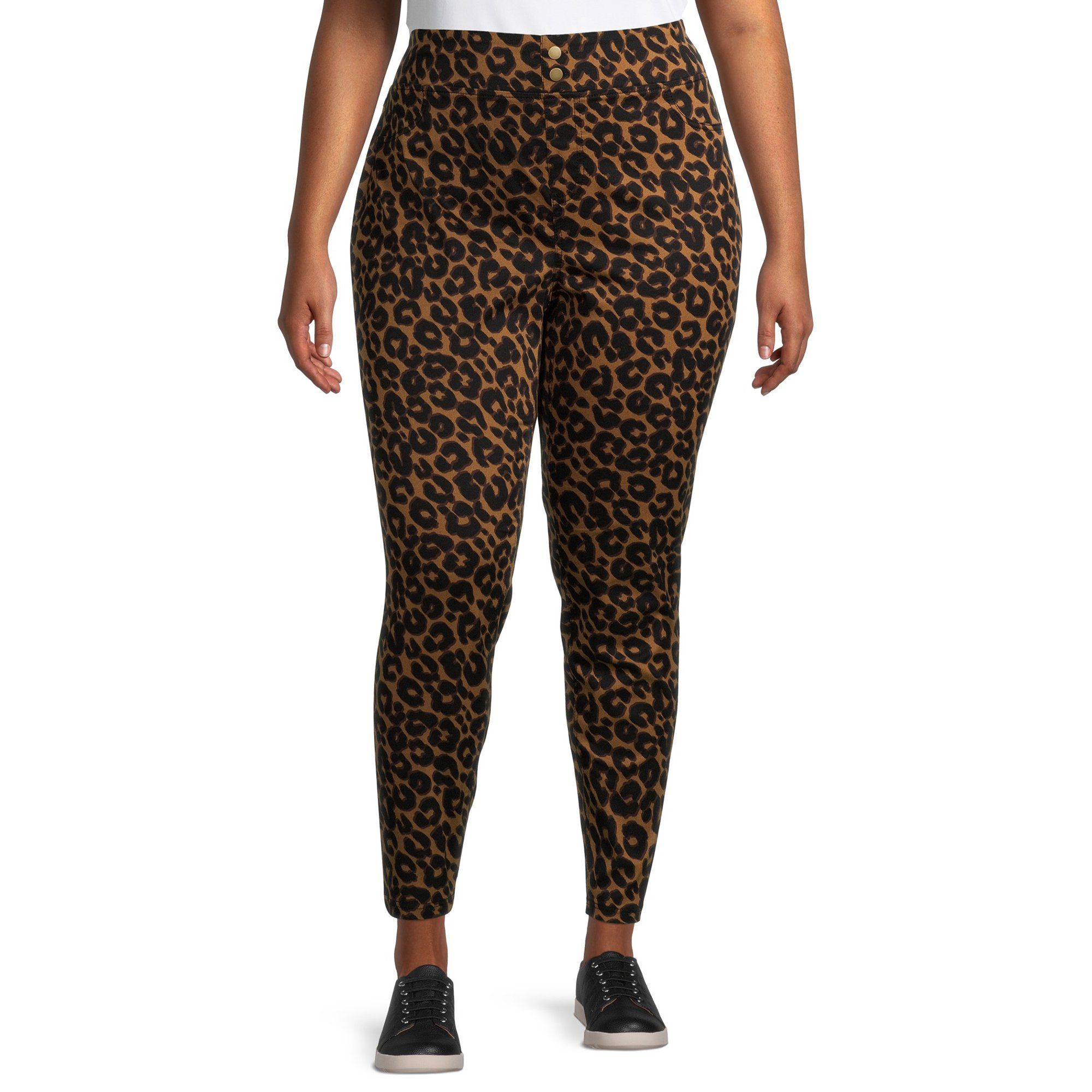 Terra & Sky - Terra & Sky Women's Plus Size Super Soft Leopard Jeggings - Walmart.com | Walmart (US)