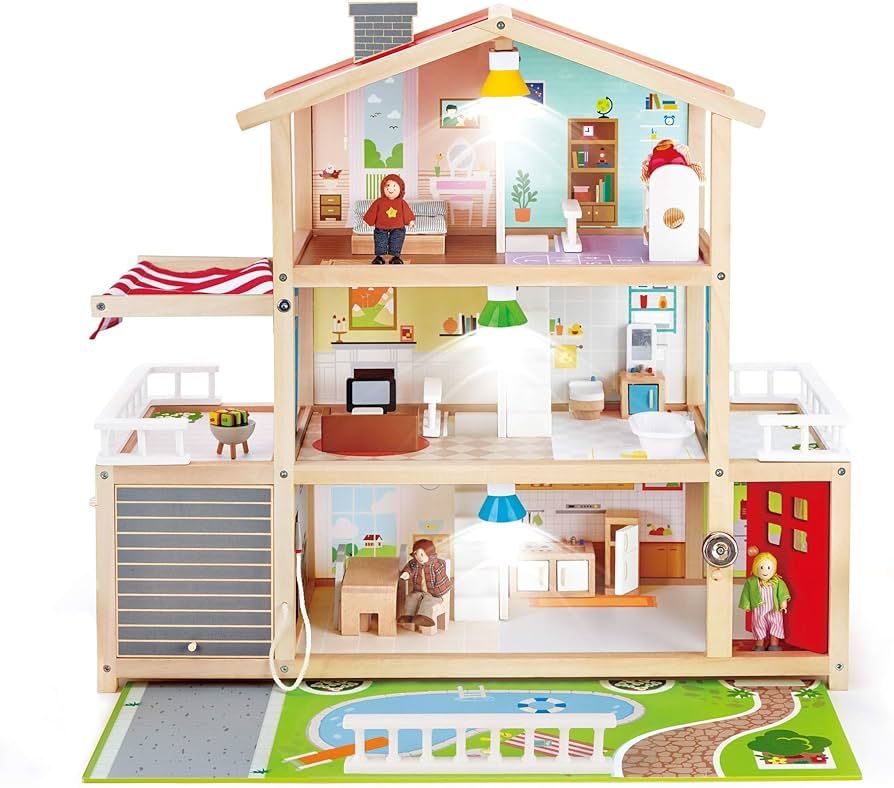 Hape Doll Family Mansion| Award Winning 10 Bedroom Doll House, Wooden Play Mansion with Accessori... | Amazon (US)
