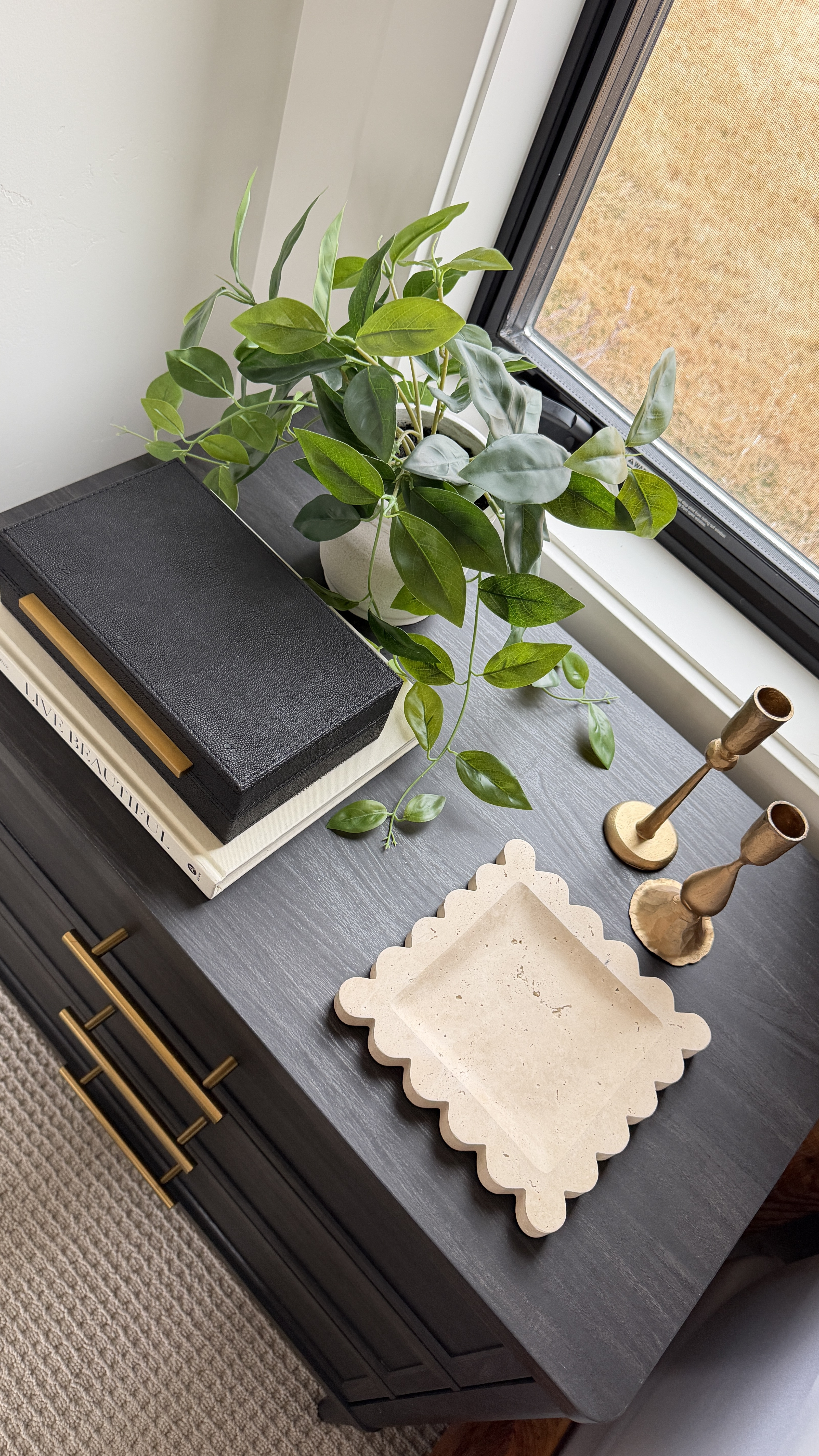 Neutral nightstand styling with brass accents, stacked books, and greenery for an effortless organic modern bedroom look. Scroll to shop!

#LTKdayinmylife #LTKmomlife #LTKHome