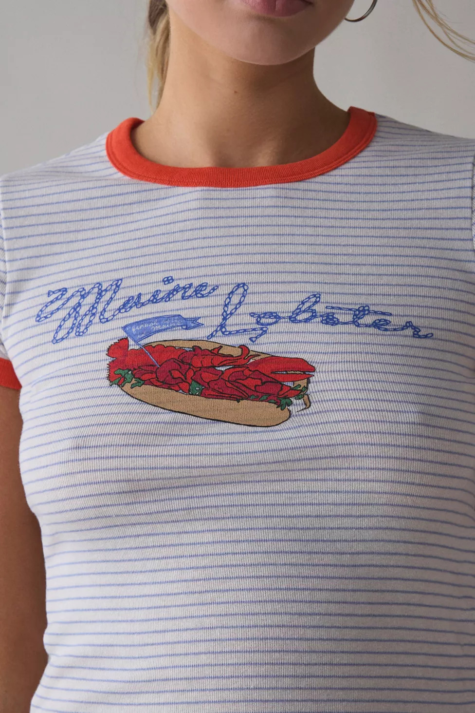 BDG Too Perfect Maine Lobster Roll Graphic Striped Ringer Baby Tee | Urban Outfitters (US and RoW)