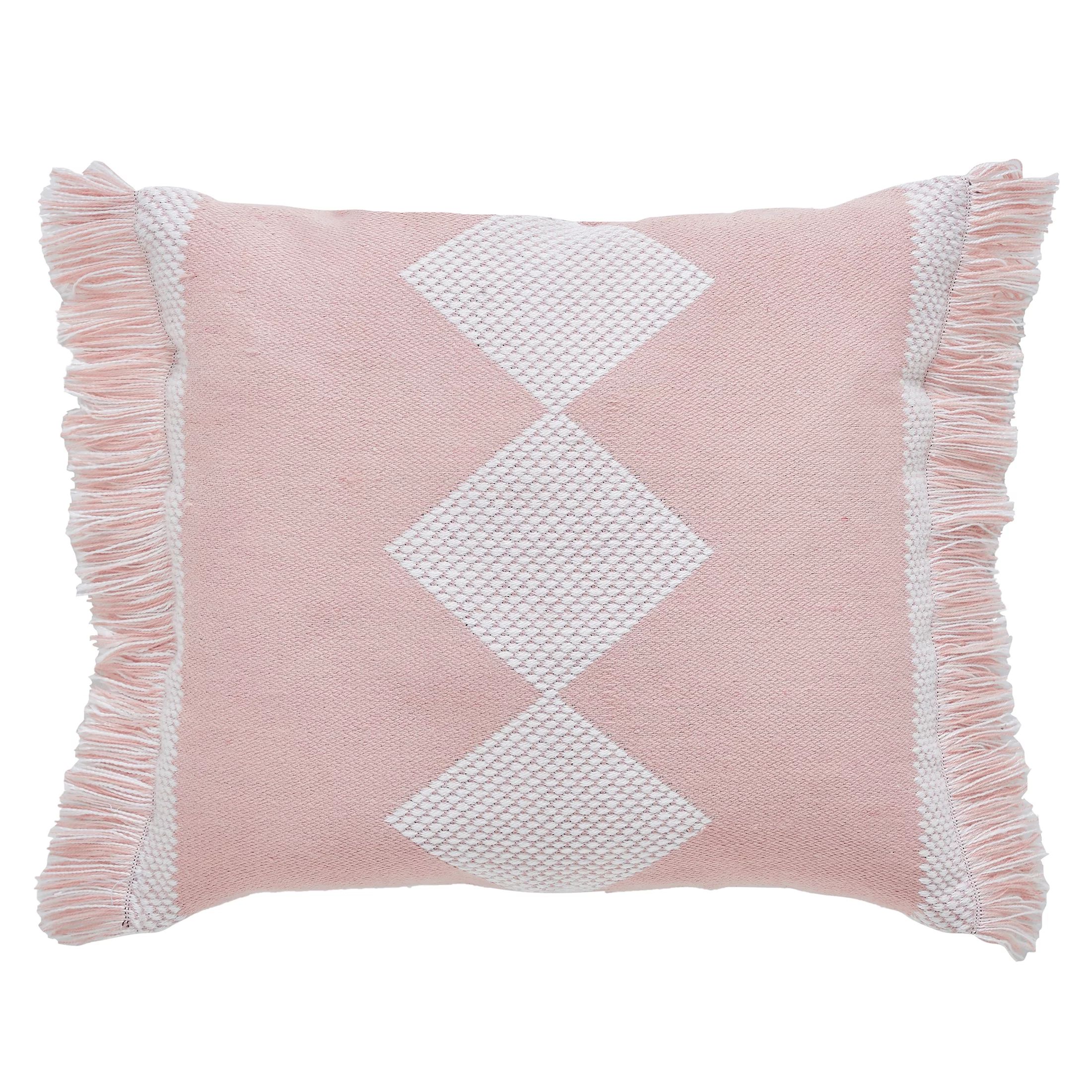 My Texas House Diamond Fringe Square Outdoor Decorative Pillow, Peach, 18" x 18" | Walmart (US)