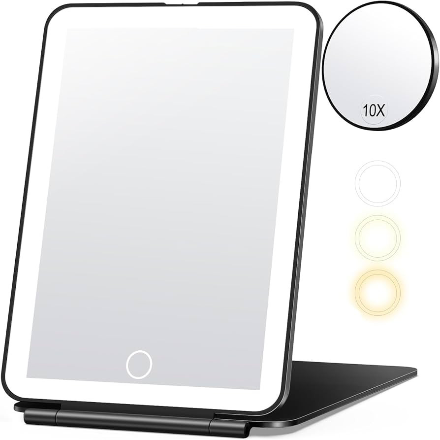 Rechargeable Travel Makeup Mirror, Vanity Mirror with 80LEDs, 3 Color Lighting, 2000mAh Battery, ... | Amazon (US)
