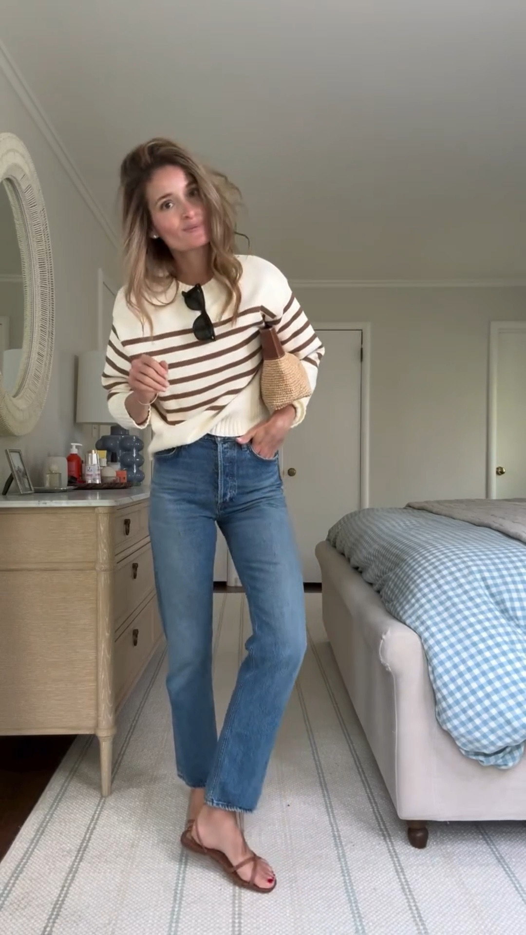 Happy Monday ☕️ 

Outfit full of my most favorite products! 

Loving this new @marea Lake sweater. Perfect cotton summer sweater in such a gorgeous and unique color combination. • My favorite AGOLDE 90’s. The perfect pair of straight leg denim that gets better with every wear. • Margaux wrap sandals. My most worn in the spring and summer. 

I may be biased but I love a sweater jeans and sandals look! 

Sweater: wearing a size small, jeans: run tts in a 26, wrap sandals: run tts in s 37 M

#ootd #outfitinspo #everydaystyle #outfitoftheday #classicstyle

#LTKSeasonal #LTKgrwm #LTKootd