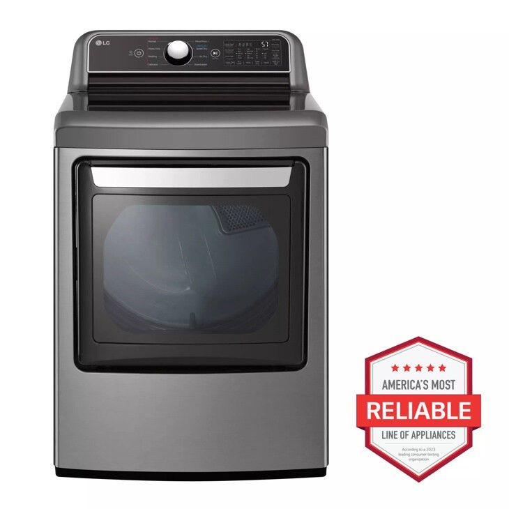 7.3 cu. ft. Ultra Large Capacity Smart wi-fi Enabled Rear Control Electric Dryer with EasyLoad™... | LG Electronics