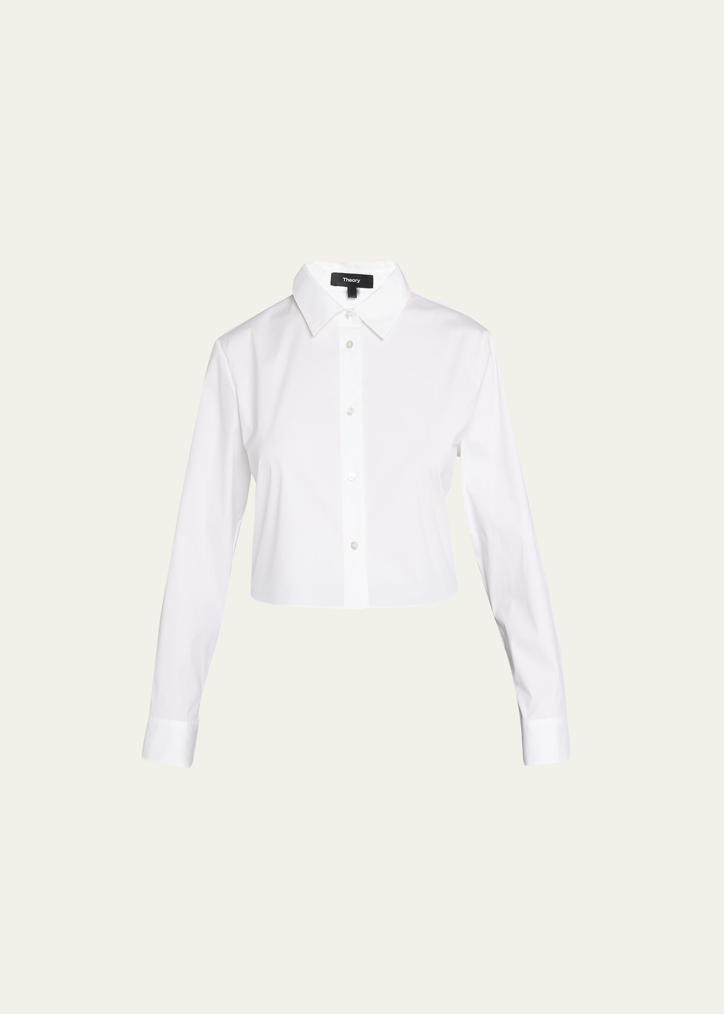 Theory Button-Front Cropped Dress Shirt | Bergdorf Goodman