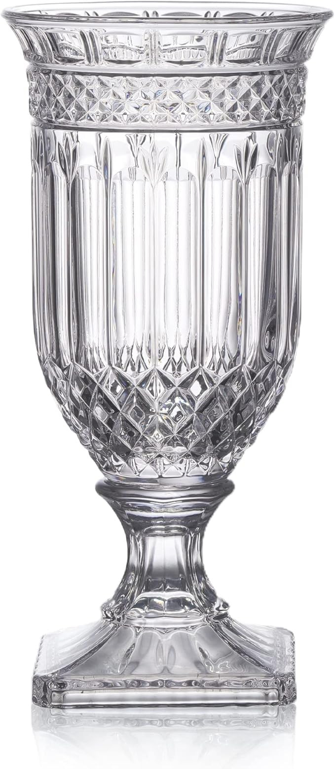 Joeyan 13" Glass Urn Vase,Tall Centerpiece with Ripple Diamond Pattern,Thickened Vase for Home, W... | Amazon (US)