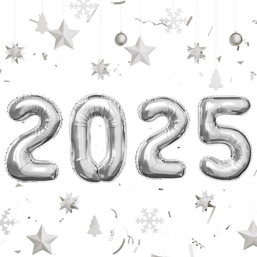 Bezente 2025 balloons - 42 Inch 2025 Silver Foil Number Balloons for 2025 New Year Eve Party Sipp... | Amazon (US)