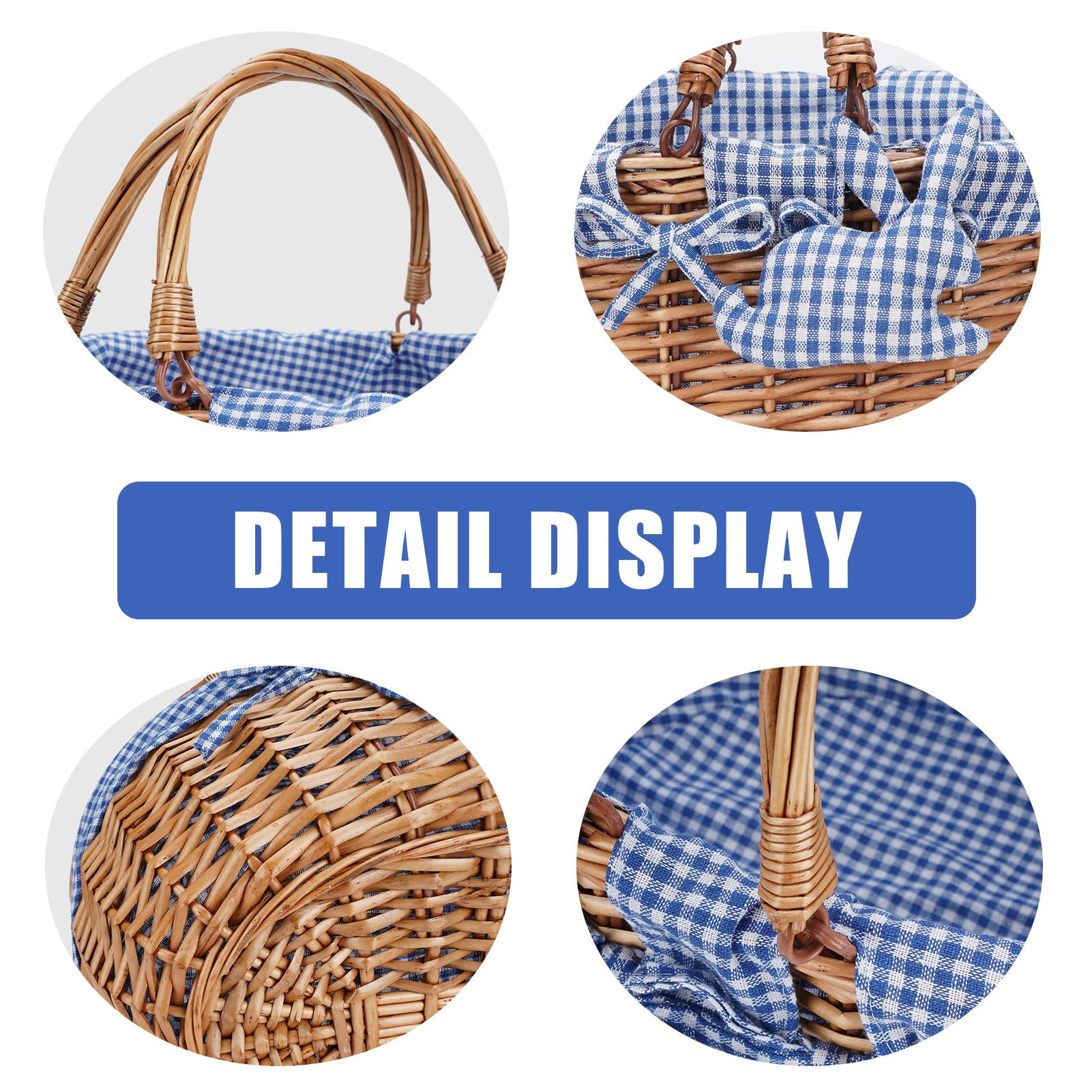G GOOD GAIN Wicker Picnic Basket with Double Folding Handles,Willow Picnic Hamper,Natural Hand Wo... | Amazon (US)