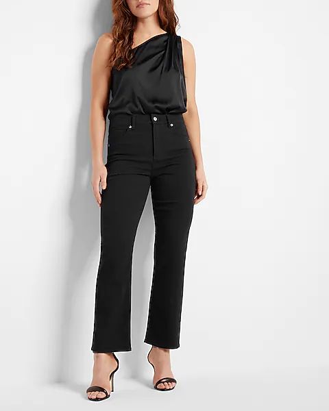 High Waisted Black Straight Ankle Jeans | Express