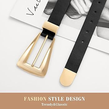 Women's Leather Belts for Jeans Pants Fashion Leather Waist Belt Ladies Dress Belts with Gold/Sil... | Amazon (US)