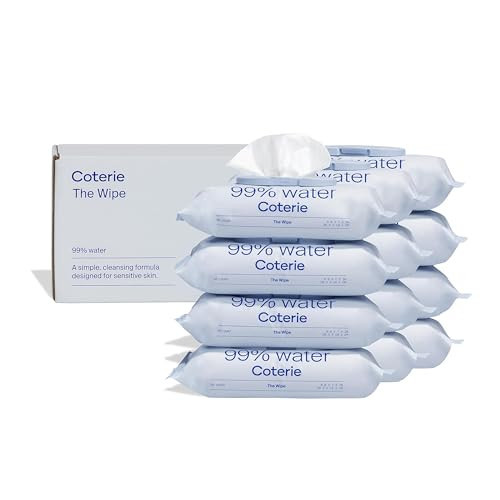 Coterie Baby Wipes for Sensitive Skin, Plant-Based and Plastic-Free Fibers, 99% Water, Hypoallergenic, pH Balanced, Unscented, Clean and Gentle Baby Essentials, 12 Pack, 672 Count | Amazon (US)