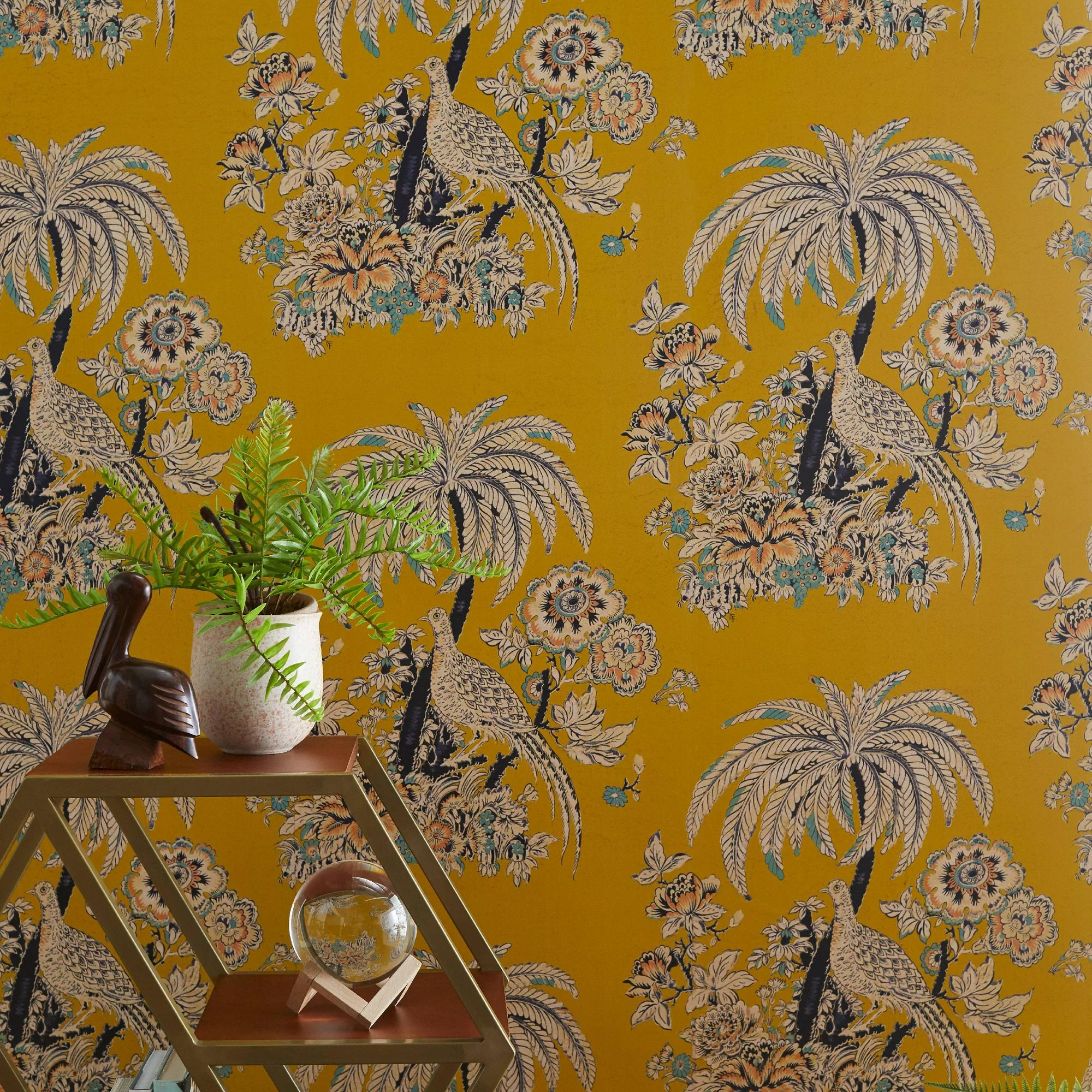 Tropical Toile Peel and Stick Wallpaper by Drew Barrymore Flower Home, Yellow | Walmart (US)