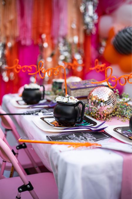 Spooky cute Halloween Party decorations and ideas for kids party! Tons of Hocus Pocus elements and hallows Eve fun. #kidsparty #halloweendecorations #halloweenpartyidea #pinkhalloween 

#LTKHalloween #LTKSeasonal #LTKparties