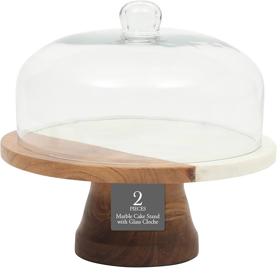 Gibson Elite Ridgehaven 10" Marble & Wood Cake Stand, Serving Platter, Charcuterie Board, and Cen... | Amazon (US)