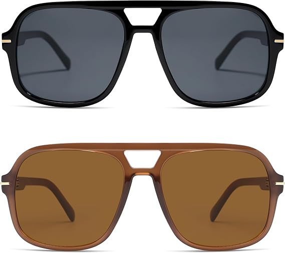 Retro Trendy Square Aviator Sunglasses Womens Mens 70s Classic Vintage Oversized Sun Glasses AR82... | Amazon (US)