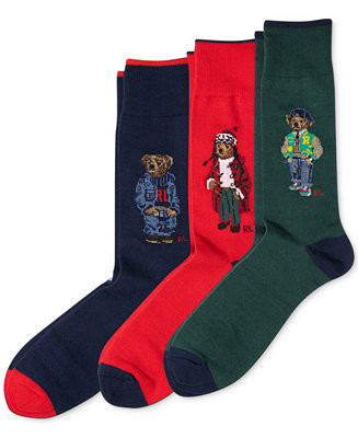 Polo Ralph Lauren Men's 3-Pk. Assorted Bears Slack Socks - Macy's | Macy's
