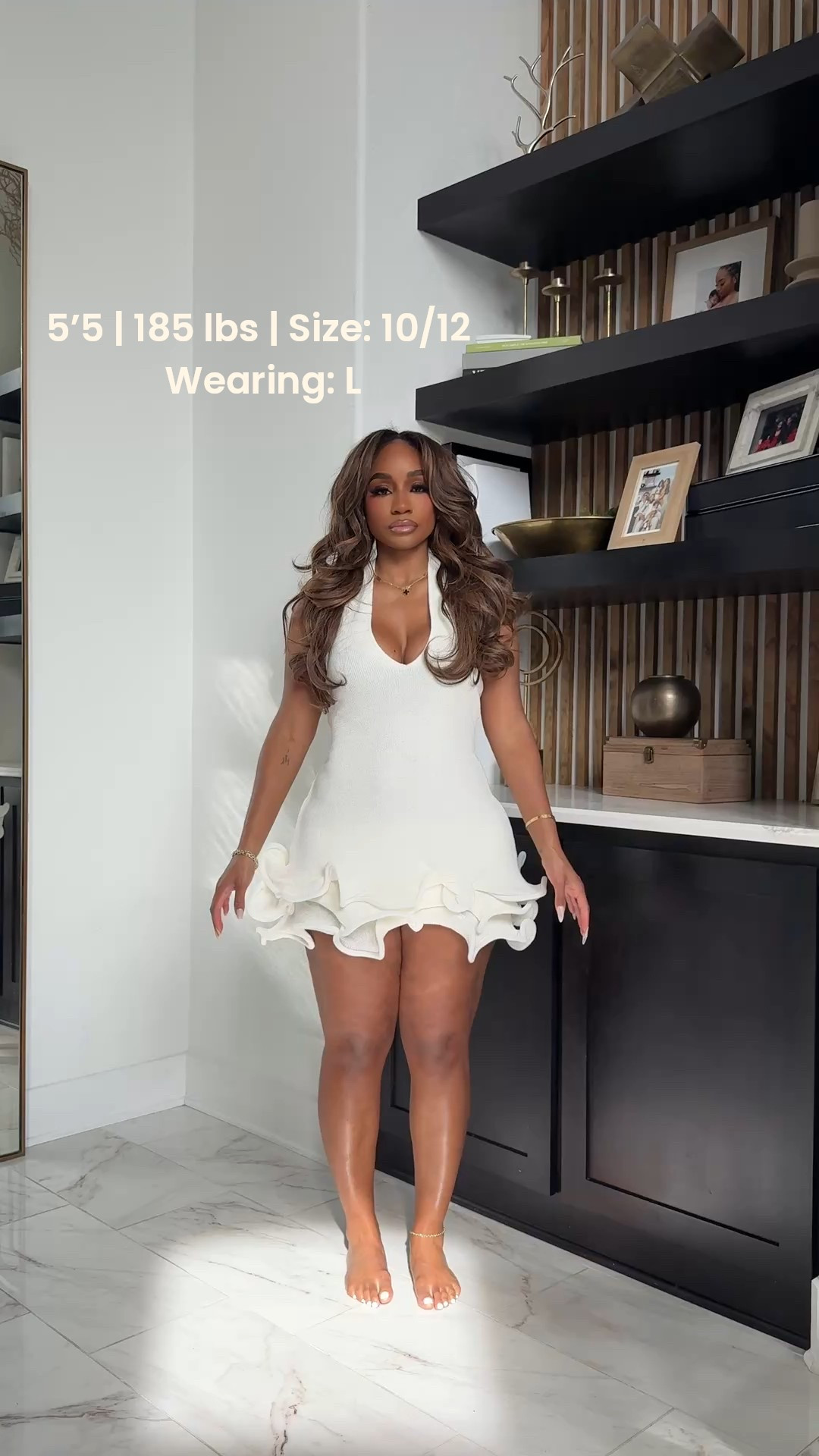 White halter dress with structured hem! Perfect for special occasions 

#LTKMidsize #LTKootd