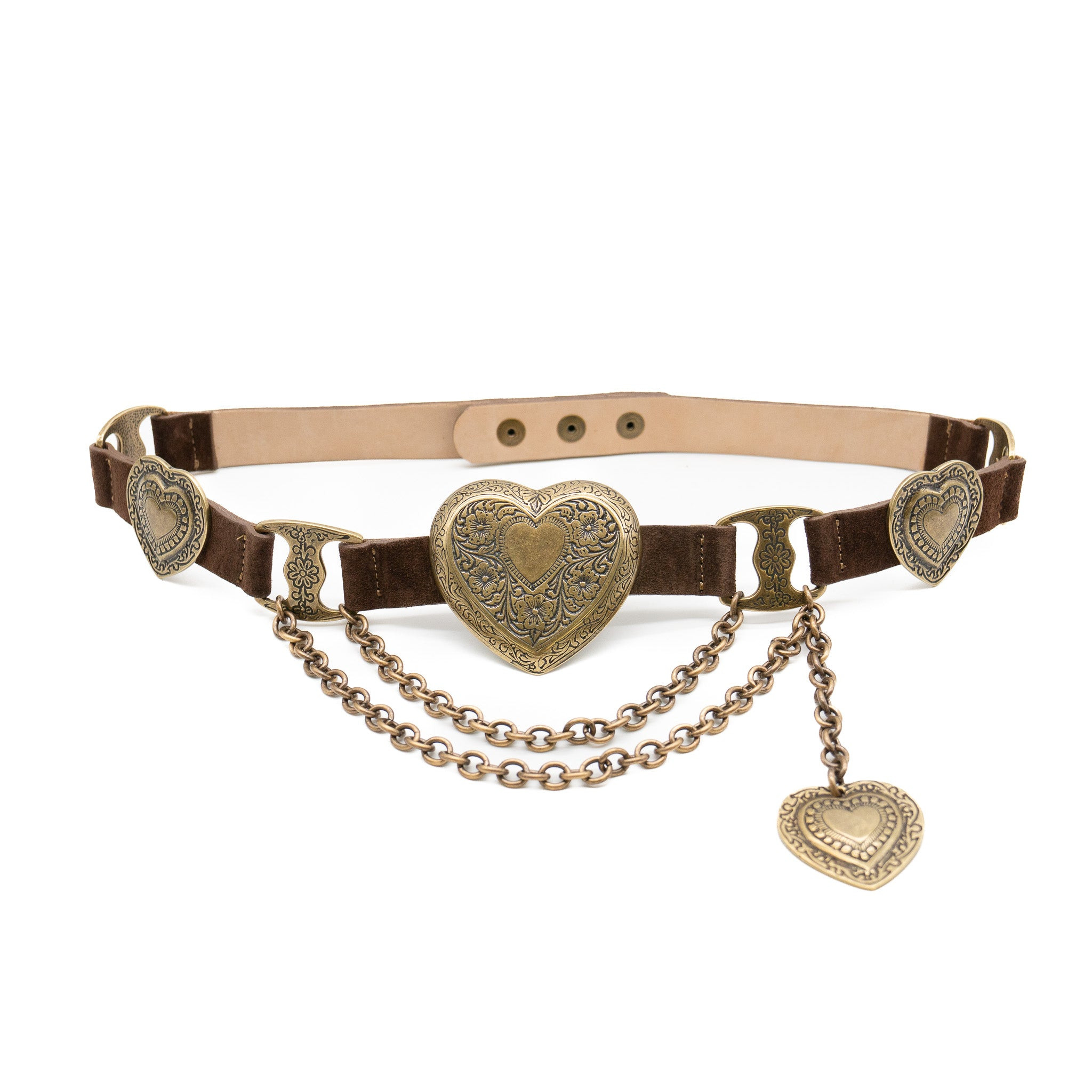 Mia Heart Belt - Brown Suede with Brass Heart Buckle | Streets Ahead | Streets Ahead Inc