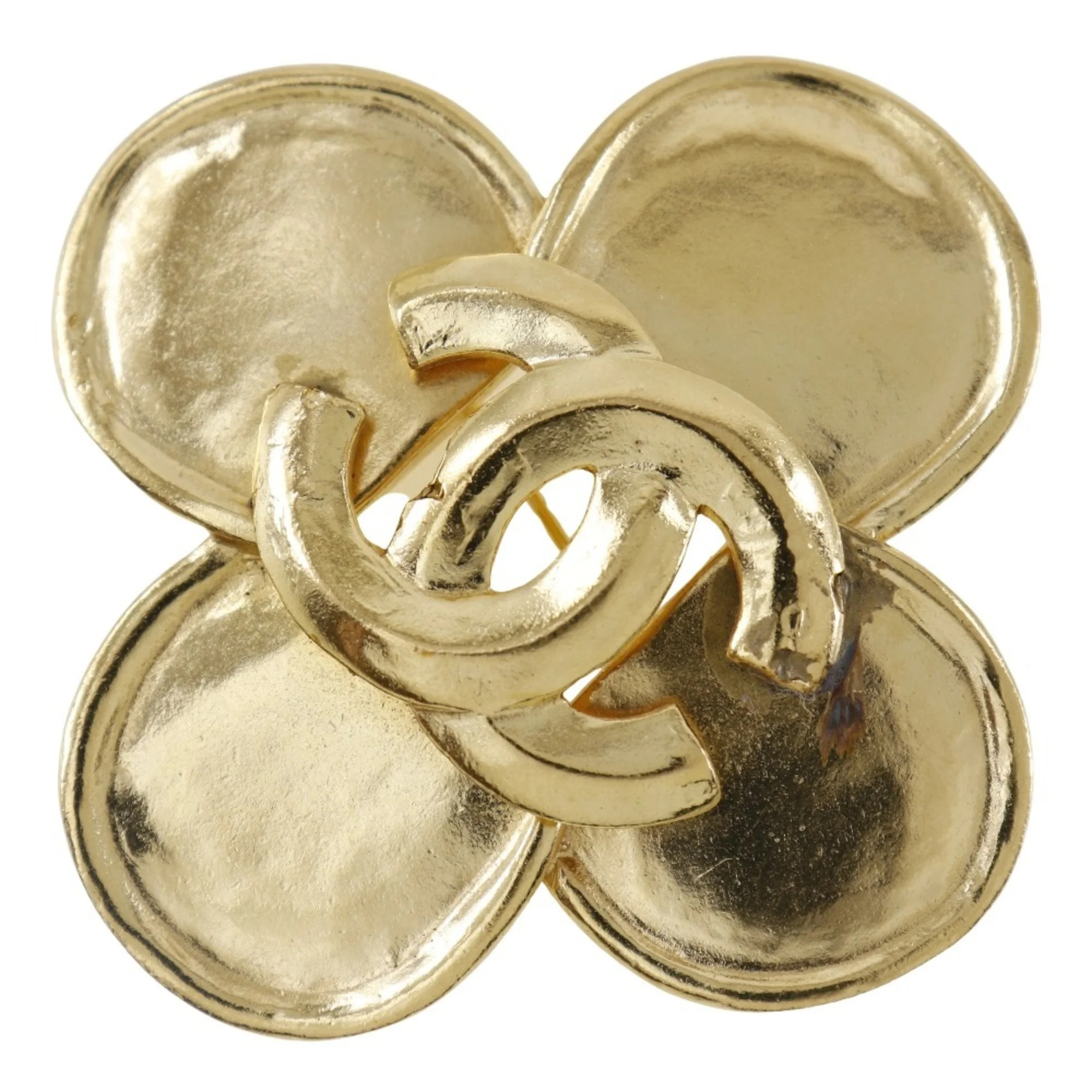 Pre-Owned CHANEL Clover Brooch, Gold Plated, 1996, 96P, Approx. 28.8g, Clover, Women's (Good) | Walmart (US)