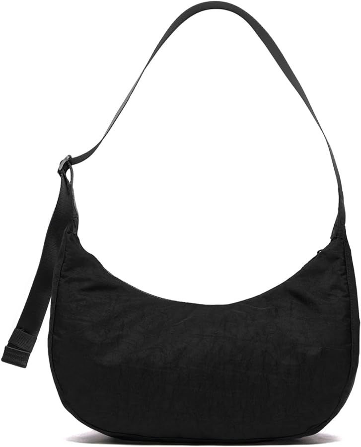 Nylon Crescent Bag - Casual Shoulder Crossbody with Adjustable Strap & Dual Interior Pockets | Amazon (US)