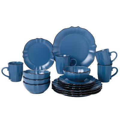 Lorren Home Trends 16 Piece Scalloped Edge Yale Blue Dinnerware | Target