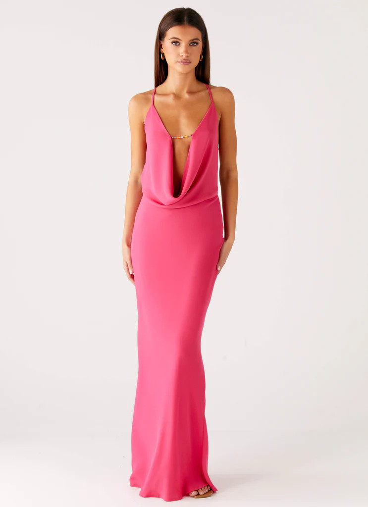 Pure Heart Cowl Maxi Dress - Fuchsia | Peppermayo (Global)