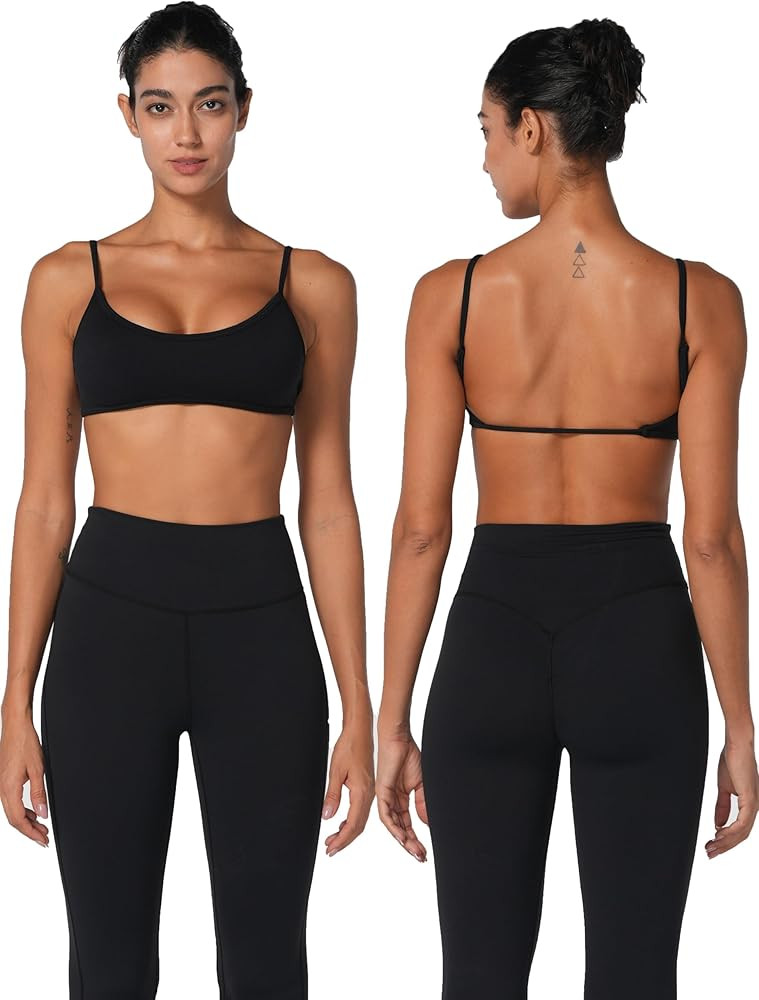 Sunzel Seamless Super Sculpt Open Back Sports Bra with Padding, Low Impact Spaghetti Adjustable S... | Amazon (US)